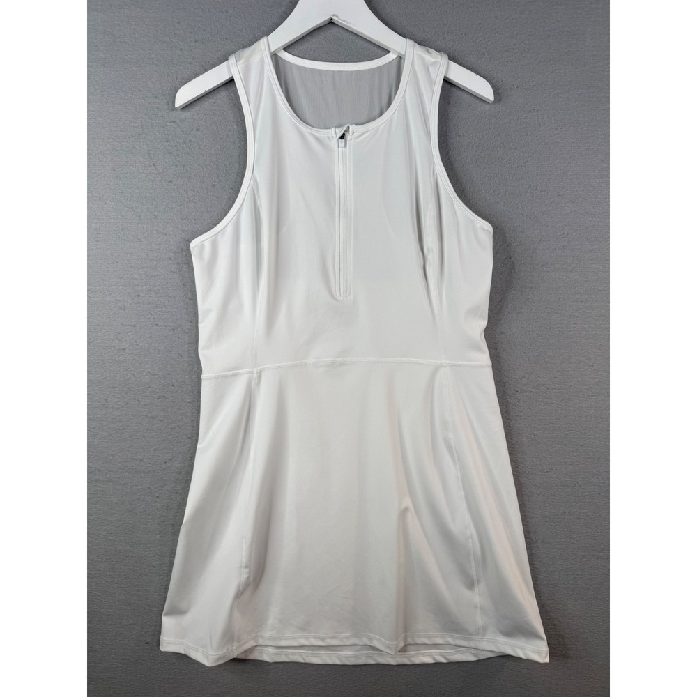 J.Crew Active Tennis Dress Women Large White Quarter Zip Mesh‎ Racerback Sporty